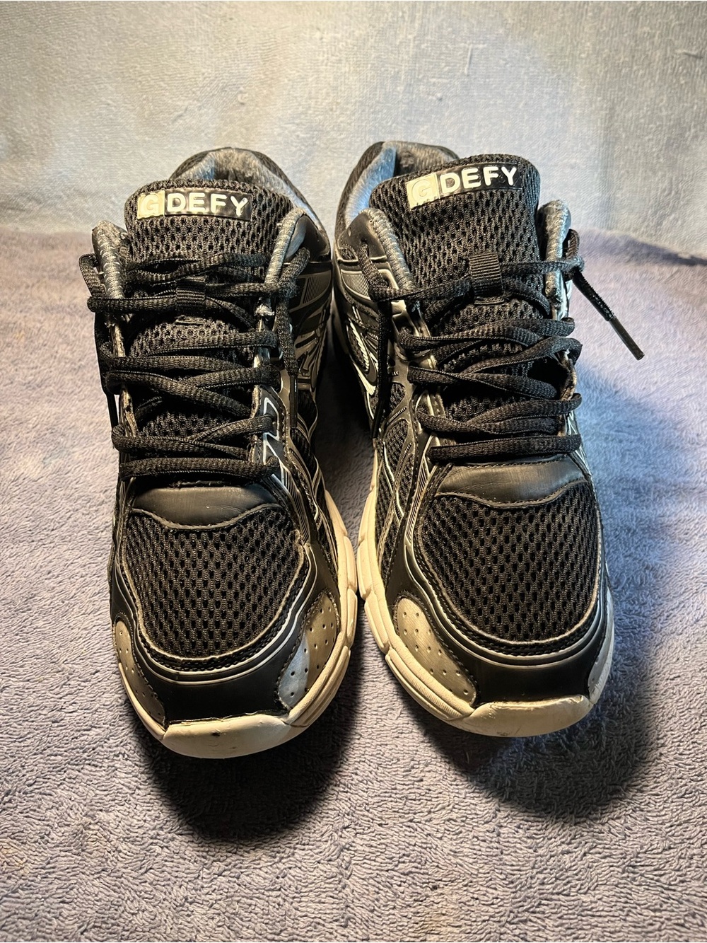 DEFY Men's Black Athletic Running Shoes with Gray Accents